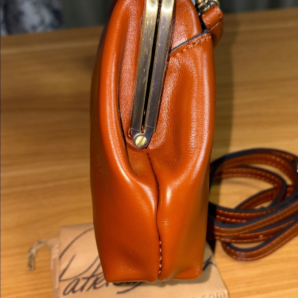 Patricia Nash Heritage Leather Frame Clutch Crossbody – Viola Tan NWT - Picture 7 of 10
